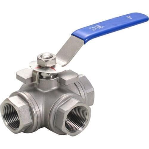 1-1/4” DN32 3 Way BSPT SS304 Type L Female Mountin Pad Ball Valve Vinyl Handle WOG 1000