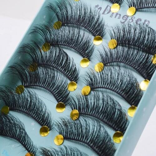10 Pairs 3D Soft Mink Hair False Eyelashes Fluffy Wispy Thick Lashes Full Strips Lashes Handmade Eye Extesnion Makeup Tools