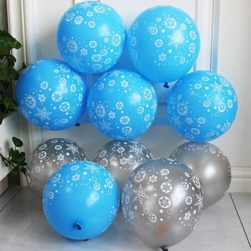 10pcs 30pcs Blue sliver Balloons Snowflake Balloons Ice Party Birthday Decor Girl Wedding Winter Party Supplies balloon