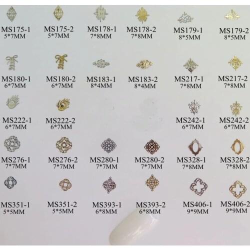 100pcs/bag Silver/Gold Shoe-Lace Peacock Diamond Designs non-adhesive Soft Metal Sticker Nail Art Decoration