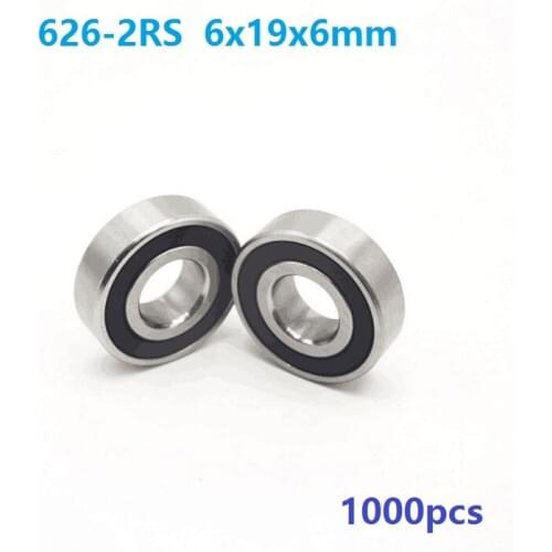 1000pcs/lot 626RS 626-2RS 626 RS 2RS Miniature ball bearings 6*19*6mm Deep Groove Ball bearing 6x19x6mm