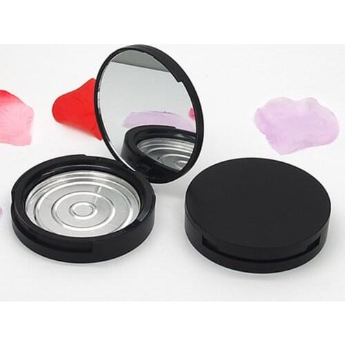 2 Pieces Empty Black Make-up Powder Containers, Air Cushion Puff Cases With Aluminum Pan And Inner Mirror, Blusher Powder Box