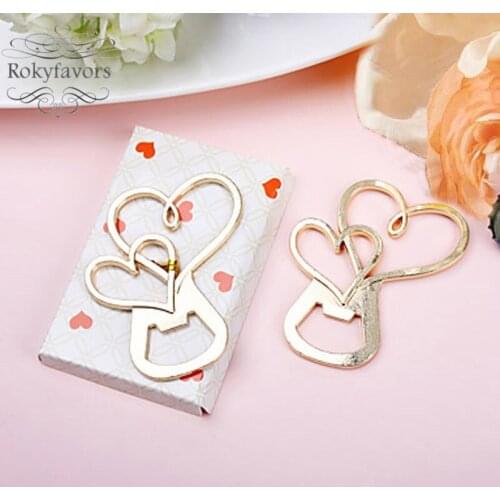 20PCS Double Heart Bottle Opener Wedding Favors Bridal Shower Engagement Party Favors Event Keepsakes Sweet Theme Supplies
