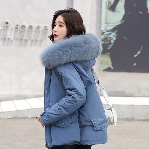 2021 Winter Jacket Women Thick Parkas Fur Liner Hooded Winter Coat padded Jacket Long Parkas Gilrs