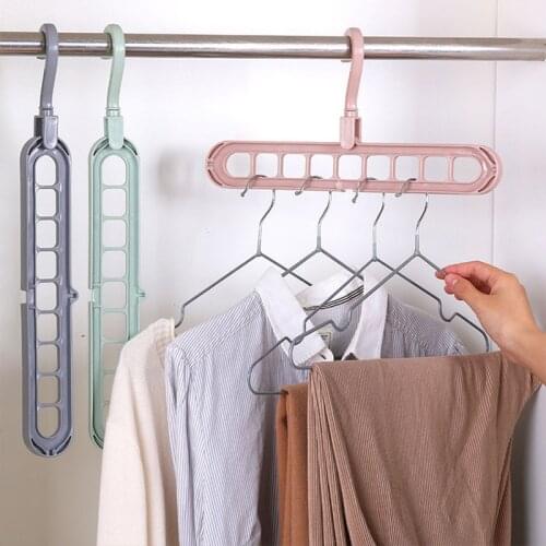 3 Colors Save Space Rotatable Closet Accessories Anti - slip Clothes Hanger Multifunction PP