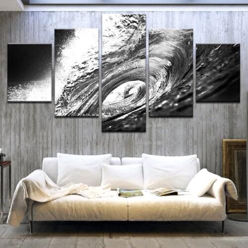 5 Panels Canvas Art Sea Huge Waves Sunset Home Decor Wall Art Painting Canvas Prints Pictures for Living Room Poster Artwork