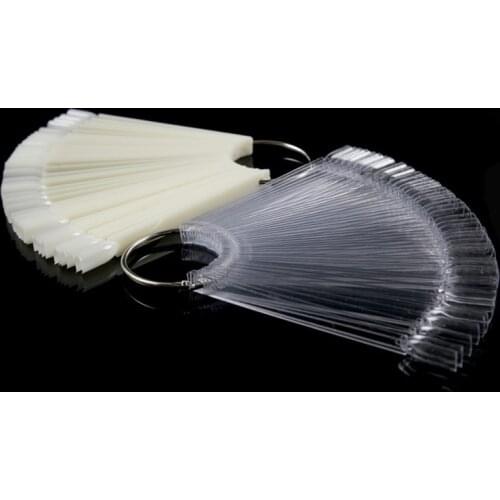 50pcs White/Transparent False Nail Tips Clear Circle Buckle Fake Nail Art Display Nail Shelf Showing Acrylic Practice Chart