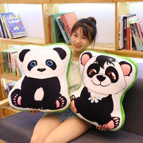 50cm Cute Printed Staffed Panda Plush Pillows Cartoon Lovely Soft Sofa bed Cushion Home Decoration Kawaii Animal Doll for Kids