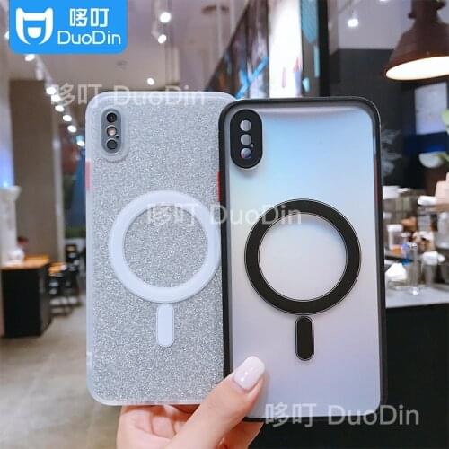 DuoDin For Mag MogSofe Safe iPhone X XsMax Magnetic Adsorption Magnet Wireless Charger Drop Proof Case For Mobile Phone Cover