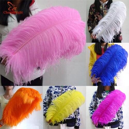 CHENGBRIGHT 100pcs 60-65cm Big Pole Ostrich Feather Plumes For Party Home Wedding Decorations Plume High Quality Ostrich Feather