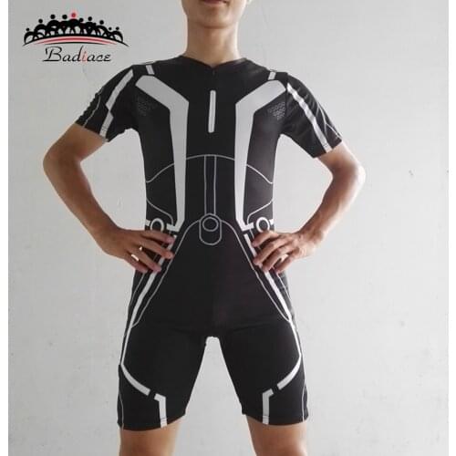 Black Robert X2 Tron Legacy Inspired Man Track Field Speedsuit One Piece Athlete Tights Fast Speed Running Outfit Customizable