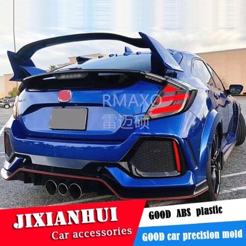 For civic Hatchback Spoiler 2016-2019 Civic T-R Spoiler 3PS ABS Material Car Rear Wing Color Rear Spoiler