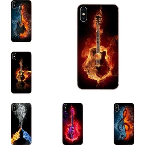 For Samsung Galaxy A10 A20 A30 30S A40 A50 A50S A60 A70 A70S A80 A20E A51 A71 A9 2018 TPU Art Fire And Ice Guitar Music