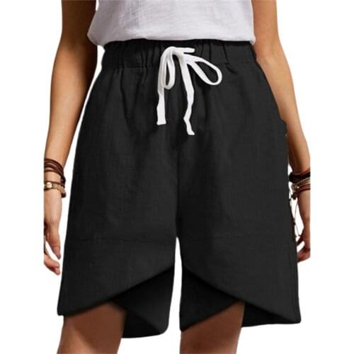 Breathable Fashion Overlap Design Summer Shorts Cotton Flax Girl Shorts Loose for Beach