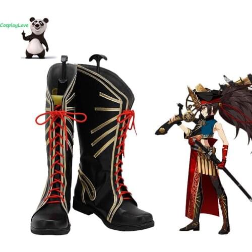 FGO Fate Grand Order Oda Nobunaga Black Cosplay Shoes Long Boots Leather CosplayLove For Halloween Christmas