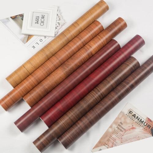 Imitation Wood Stripe Classic Waterproof Home Decorative PVC Self Adhesive Wallpaper Furnitures Renovation Various Door Stickers