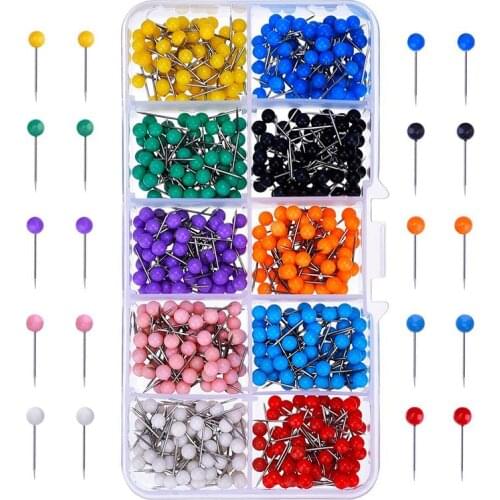Map Tacks Push Pins Plastic Head with Steel Point, 4mm, 500 Pieces