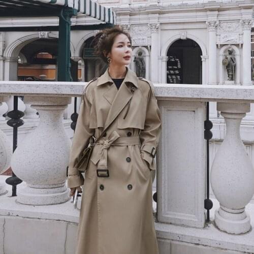 Leiouna Women's Double Breasted Trench Coats