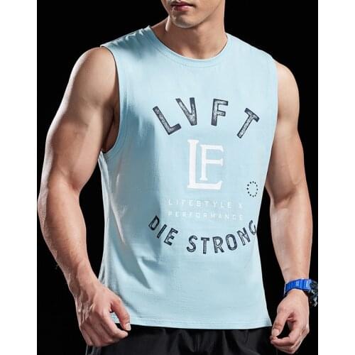 LF Summer New Cotton Sleeveless Shirts Bodybuilding Leisure Tank Top Men Fitness Singlet Workout Vest Fashion Gym Clothing
