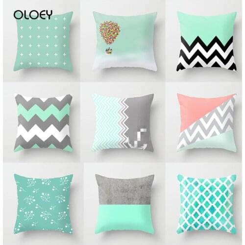 Litchi Mint Green Series Cushion Cover Colorful Polyester Peach Skin 45x45cm Bedroom Home Office Cushion Cover