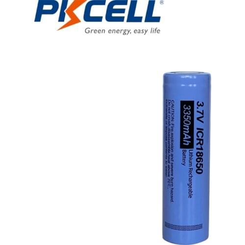 PKCELL 1PC 18650 Lithium battery ICR18650 3.7v li-ion rechargeable battery 3350mah flat top For Flashlight batteries DIY