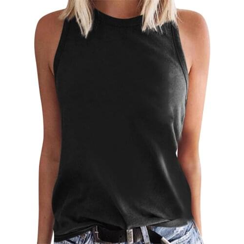 Womens Summer Tank Tops Solid Color Vest O-neck Loose Basic Tops Casual Sleeveless Loose Vest For Ladies Debardeur Femmes New