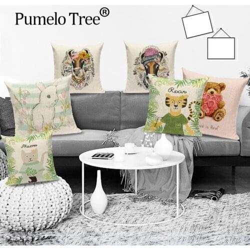 Cute Cattle Pillow Case Sofa Cushion Cover Cartoon Lion Decorative Pillows Cover Animal Case Cushions Home Decoration Dakimakura