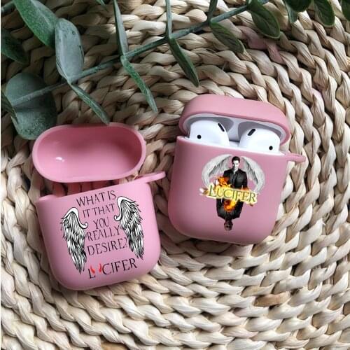 Fashion American TV Degenerate Angel Lucifer pink TPU silicone Bluetooth Airpod Case For Airpods 1/2 Airpod pro TPU soft cover