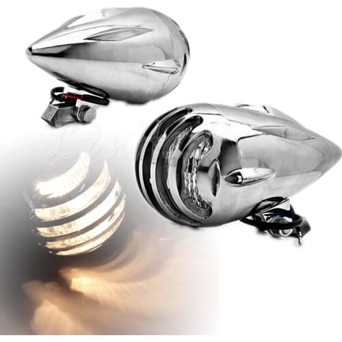 Motorcycle Chrome ABS Bullet H4 Halogen Retro Headlight For Harley Honda Custom