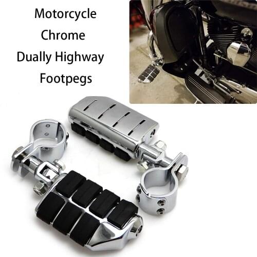Motorcycle Footpegs Aluminum Chrome Foot pegs Footrest For Touring Electra Street Glide Road King FLST Softails Fatboy