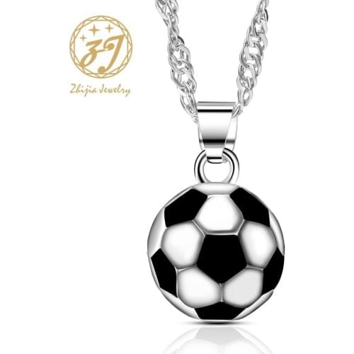Zhijia Jewelry Trendy Sport Style Football Shape Design Pendant Mens Chain Necklace Vintage Gifts For Men