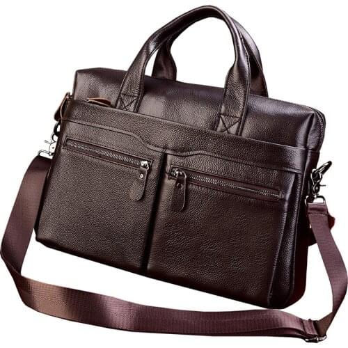 Brand Genuine Leather Briefcase Mens Travel bags Handbag Large Cow Leather Shoulder bag Men Laptop Messenger Crossbody bags New