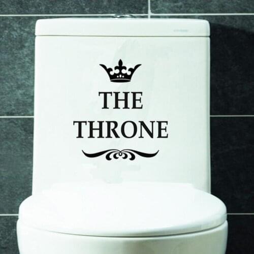 The Throne Crown Wall Stickers Funny Black Toilet Seat Decal Removable DIY Toilet Background Mural Bathroom Home Decoration