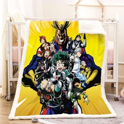 3D Print Anime My Hero Academia Blanket Midoriya Izuku Fleece Travel Quilt Sofa Keep Warm Throw Plush Blankets Custom Bedspread