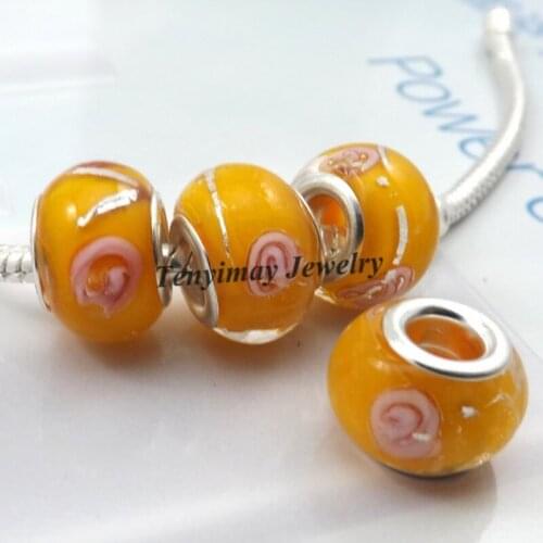 Wholesale European Charm Beads Lampwork Glass Beads For Snake Chain Bracelet 50pcs/lot LB815
