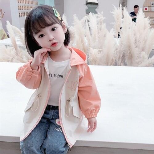 Autumn Girls Windbreaker Coat Jackets Baby Kids Hooded Outwear For Baby Kids Coats Jacket Clothing 0-6Y