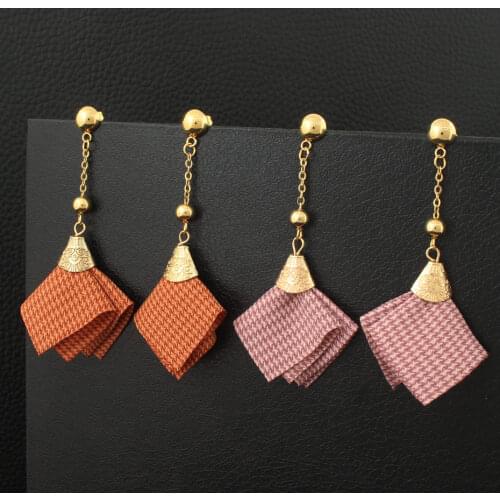 Flower Drop Earrings Gold color Wholesale Fashion Simple Sweet Stainless Steel Jewelry For Temperament Woman EFAZACAD