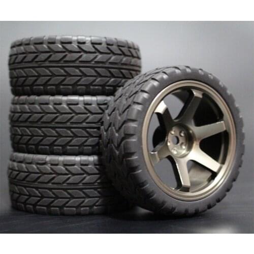 1Set 4Pcs HSP HPI Racing Tires Tyre Metal Wheel Rim 4Pcs For RC 1/10 On-Road Car HSP 94123/94103/94122 D4/D3 FW06 110T