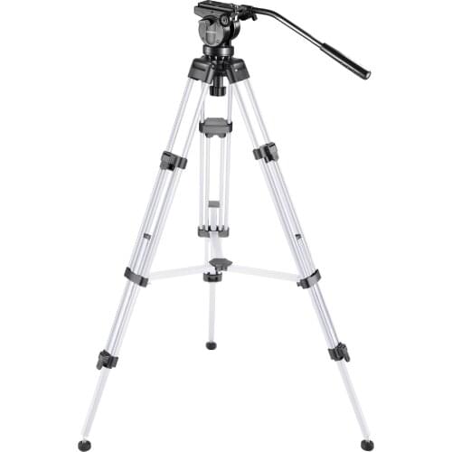 Neewer Pro Video Camera Tripod 61 inches Aluminum Alloy with 360 Degree Fluid Drag Head Quick Shoe Plate Bubble Level (Silver)