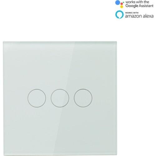 Tuya App 1/2/3Gang Smart Wireless Remote Control light Wall Switch EU Version wall touch switch 220v Work with Alexa Google Home