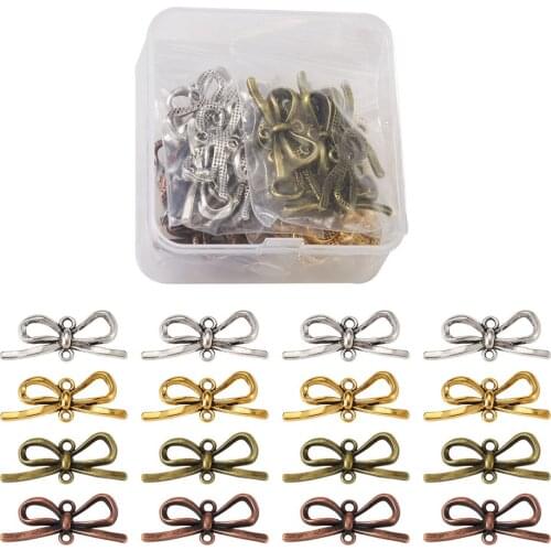 40pcs/box Tibetan Style Bowknot Links Connectors Mixed Color For DIY Earrings Necklace Jewelry Making Accessories