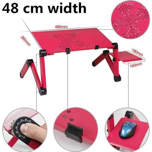 Portable Adjustable Foldable Laptop Desk 48 cm wide Notebook Lap PC Folding Desk Table Vented Stand Bed Tray