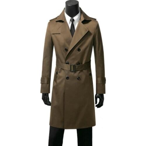 Mens trench coats crazy promotion brown man double breasted long coat men clothes long sleeve spring autumn big size S - 9XL