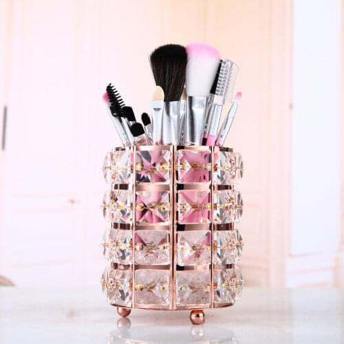 High-end atmosphere Fashion Women Makeup Brush Tools Holder Bucket Cosmetic Storage Crystal Box Collector Pencil Vase