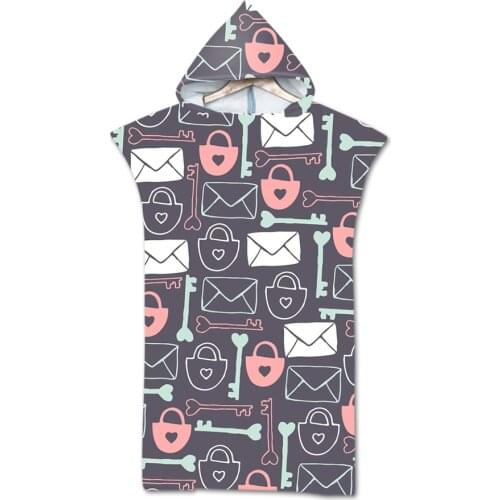 Adult Printed Microfiber Beach Swim Surf Changing Robe Hooded Poncho Towel Quick Drying Travel Windproof Bathrobe Cape75*110cm