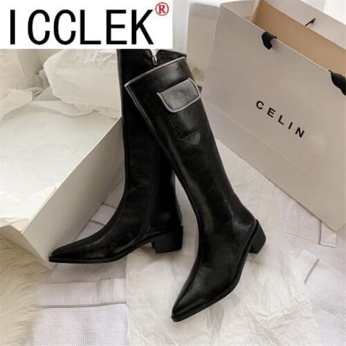 Women Western Mid Calf Boots PU Leather Boot Ladies Black Cowboy Retro Womens Working Oxford Shoes Female Vintage Casual