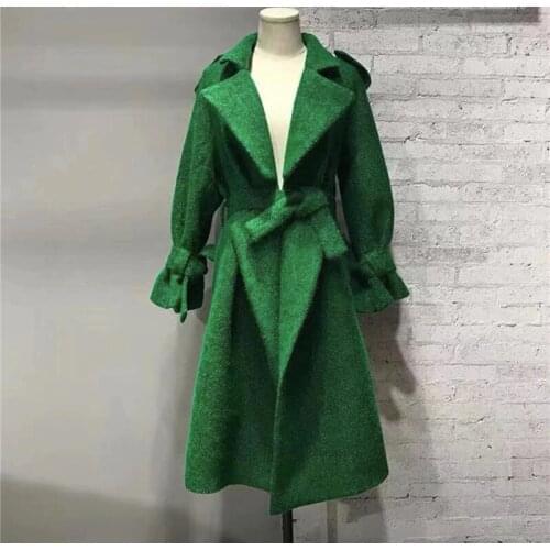 Tweed Wool Long Coat Women 2021 Korean Style Autumn Woolen jacket Female Loose Outerwear casaco feminino