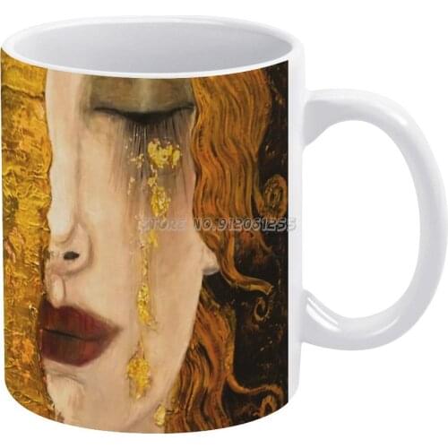 Golden Tears Gustav Klimt Art White Mug To Friends and Family Creative Gift 11 Oz Mug Coffee Ceramic Mug Klimt Gustav Klimt Gold