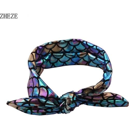 1PC Girls Mermaid Metallic Headband Headwear Bunny Ears Headband Girls 2020 Knot Rabbit Ears Headband Hair Band Hair Accessories