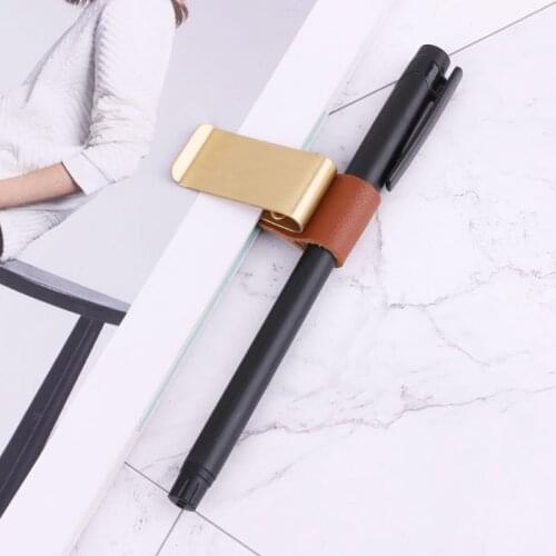 1 pc. Brass and Stainless Steel Metallic Leather Pencil Holder Vintage Clip Dairy Notebook Spiral Pencil Holder Loose Leaf Clip